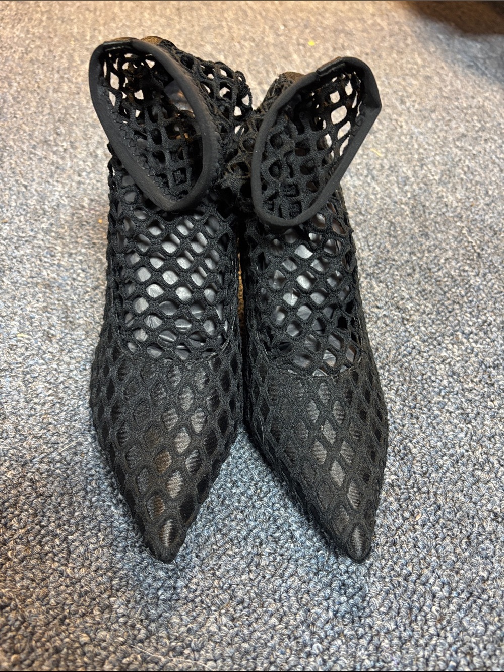Zara Black Mesh Pointed Toe Ankle Boots